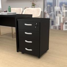 Gaveteiro Volante Para Escritório Com 4 Gavetas Netmobil, Preto