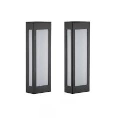 Kit 2 Arandela Externa 40Cm E-27 Preto Retangular Muro