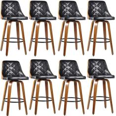 Kit Com 8 Banquetas Para Cozinha Milão Preto