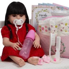 Boneca Reborn Recem Nascida Morena Com Bolsa Maternidade - Cegonha Reb