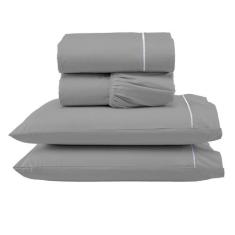 Jogo de Lençol Queen 4 Peças Percal 400 Fios Ponto Palito - Linda Casa