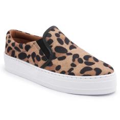 Tênis Slip On Flatform Feminino Animal Print Leve Estilo-Feminino