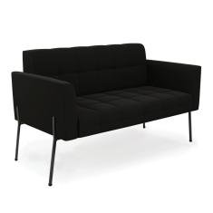 Sofá Namoradeira 2 Lugares Pé de Ferro Preto Elisa Suede Preto D03 - D'Rossi