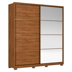 Guarda Roupa Casal Belvia Flex D02 2 Portas de Correr 3 Gavetas MDP Nogueira-Preto Mpozenato