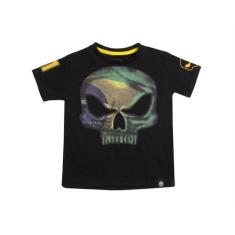 Camiseta Black Skull Brasil Infantil Preta
