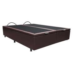 Base Box Baú Para Cama Casal King 192x203cm Bipartido Liz S05 Sintético Marrom - Mpozenato