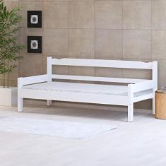 Sofá cama solteiro de madeira maciça Nemargi Branco