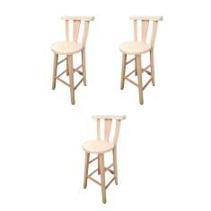 Kit Com 3 Banquetas Sem Pintura De Madeira Bv Magazine