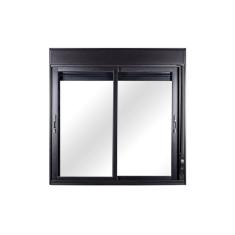 Kit com 2 Janelas de Alumínio de Correr Persiana Manual 100x150x12cm 2 Folhas Móveis Vidro Liso Preto