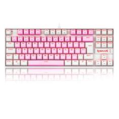 TECLADO MECANICO GAMER SINGLE COLOR REDRAGON KUMARA ROSA E BRANCO COM SWITCH AZUL