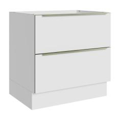 Balcão Madesa Lux 80 cm 2 Gavetas (Sem Tampo) - Branco/Branco Veludo, 