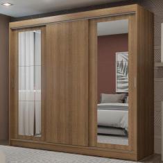 Guarda-Roupa Casal Madesa Kansas 3 Portas de Correr com Espelhos 3 Gav