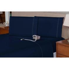 Lençol Queen 40cm 3 pçs Fronhas c/ Ponto Palito Percal Flex 400 Fios T