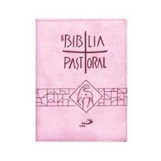 Bíblia Sagrada Pastoral - Bolso - Zíper Rosa - PAULUS