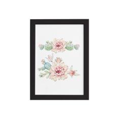 Quadro Cacto Flores Moldura Preta 22x32cm - Quartinhos
