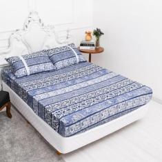 Lençol Queen Estampado Com Elástico Malha 100% Algodão Macio - Meta Ma