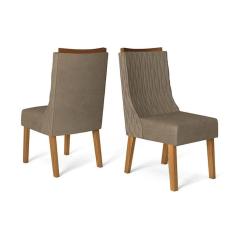 Cadeira Sala De Jantar Jade Kit 2 Un Carvalho Nobre/veludo Pecan - Dj Móveis