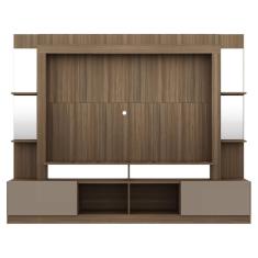 Rack com Painel Tv 65 Prateleiras com Espelho Oslo Madeirado
