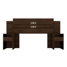 Painel Cama Box Madeirado Cor ébano Touch Casal Triunfo 2 Mesas C- 2 Gavetas ébano Touch - Demóbile
