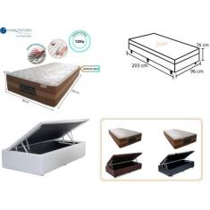 Conjunto Cama Box Baú Solteiro King Americano + Colchão Le Confort Mol