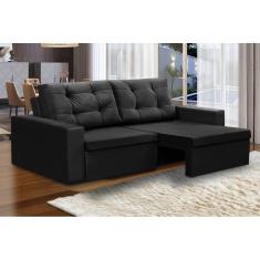Sofá Retrátil 2 Lugares 1,80m Lia Suede Preto Madelina Decor
