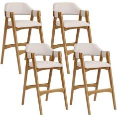 Kit 04 Banquetas Altas Para Cozinha Sala de Jantar Bar Suran L02 Linho