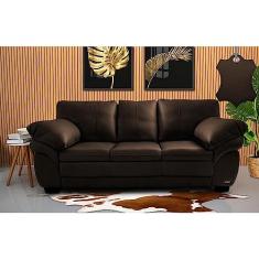 Sofá de Couro Legítimo 3 Lugares 2,10m Cama Inbox Monterrey Marrom