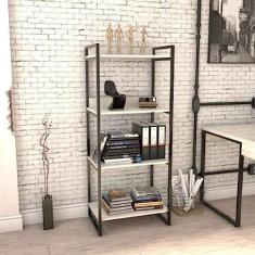 Estante Multiuso 146cmx60cm com 4 Prateleiras Kuadra Compace Branco c/Snow