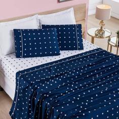 Jogo Lençol King Balls Micropercal 200fios 4 Pçs Marinho