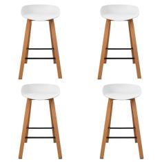 Kit 4 Banquetas Toledo Fratini 73 (altura) Revestimento Polipropileno Branca Base Em Aço E Apoio De Pé Preto