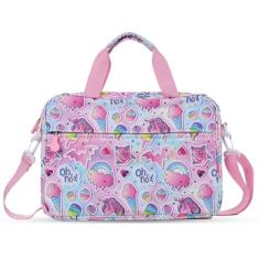 Bolsa infantil para tablet de dinossauro com alça de ombro de 33 cm, bolsa de viagem para tablet de 13 polegadas, rosa, 13 inch