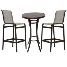 Jogo Mesa Bistrô com 2 Banquetas de Alumínio Tela Sling Área Externa G