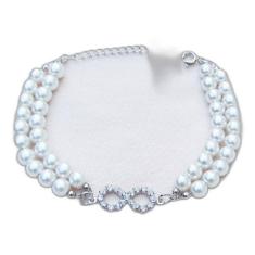 Pulseira Lembrança Infinito Com Pérolas Folheado 18k