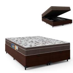 Cama Box Casal Queen Baú Colchão Espuma Orthoface Polar 158x198x66cm Marrom - Suporta Até 120kg Por Marrom