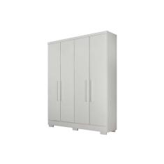 Guarda Roupa Solteiro 4 Portas E 2 Gavetas C/ Espelho E Pés Milly Branco Novo Horizonte