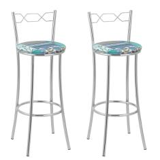 Kit 2 Banquetas Cromadas Bc51-a D410 Cromado-azul