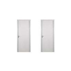 2 Kits Porta De Madeira Lisa 215x84cm Com Batente De Mdf Ultra 16cm Melamínico Branco