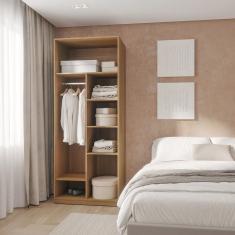 Guarda-roupa Modular 80cm Sem Portas Com Prateleiras Jade Cabecasa Madeiramadeira Avelã