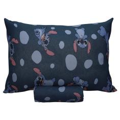 Jogo De Cama Portallar Solteiro Malha Mista Estampado Disney Stitch Pedras 2 Pçs Azul