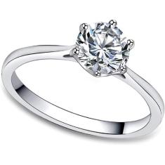 Anel Solitário Noivado Compromisso Namoro Banhado Prata 950 - Jewelery