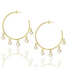 Brinco Argola Com Ponto De Luz Folheado A Ouro 18K