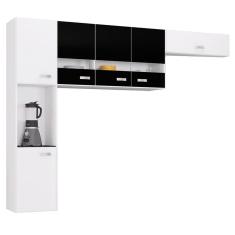 Cozinha Suspensa Julia 3 Peças Branco Preto – Poquema