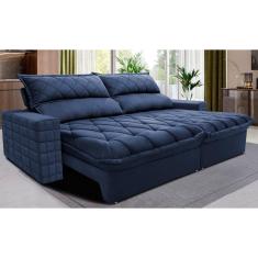Sofá Retrátil e Reclinável 2,35m Molas Ensacadas Cama inBox Elegance. com ThermoGel Velusoft
