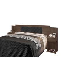 Cabeceira Box Bruna Chocolate com Capitonê Preto