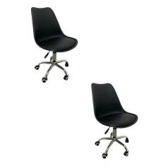 Kit 2 Cadeiras Escritório Secretária Decorativa Eames Chicago Fratini Preto