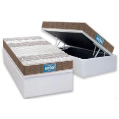 Cama Box Baú Solteiro: Colchão Ortopédico Probel D33 / EP Guarda Costas PróIntense Plus Double Face + Base CRC Courano White(88x188)