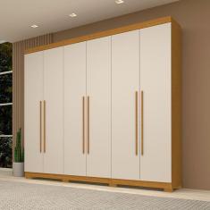 Guarda-roupa Casal 6 Portas 100% Mdf Buganvílea Espresso Móveis Cinamomo/Off White