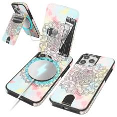 SkyEagle Capa carteira compatível com Magsafe para iPhone 13 Pro Max com suporte para cartão de suporte, bloqueio de RFID, compartimentos para cartão de crédito, couro sintético masculino e feminino,