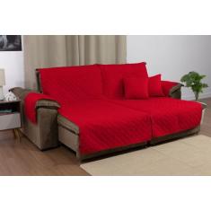 Kit Manta de Sofá Reclinável Retrátil 2m e Duas Almofadas Cheias Com C