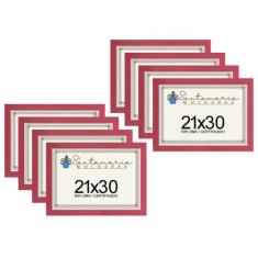 Kit 8 Molduras Porta Diploma Certificado A4 21x30 Rosa - Santamaria Mo